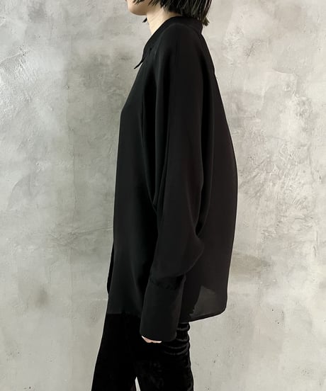 Cuff Button Dolman Sheer Blouse BK
