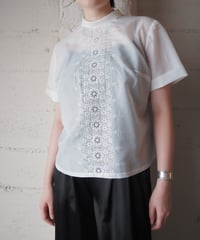 1970's Euro Back Button Lace Panel Blouse WH