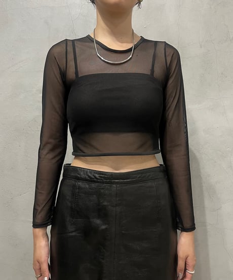 Cropped Sheer Cutsewn BK
