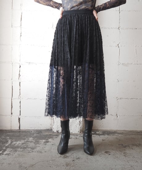Bicolor Lace Easy Skirt BK NV
