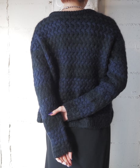 Border Design Mohair Mix Knit NVBK