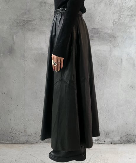 Flared Leather Skirt BK