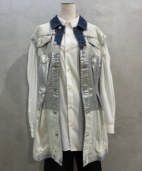DIESEL N/S Metallic × Bleach Denim Dress WHSVNV
