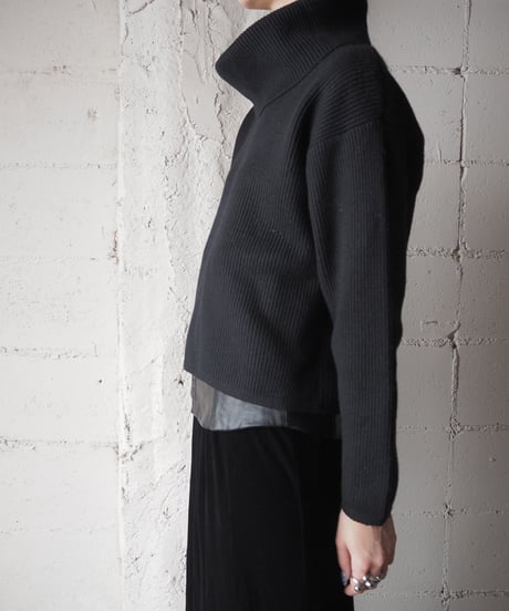 Cropped Turtle Neck Knit BK