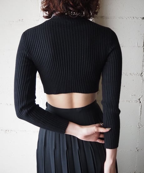 Turtle Neck Short Rib Knit BK