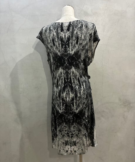 HELMUT LANG Silk Mix Print Drape Dress GRBK