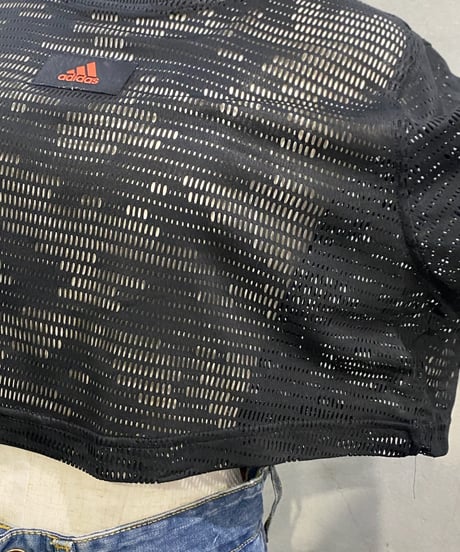 adidas Logo Mesh Cropped Tops BK RE