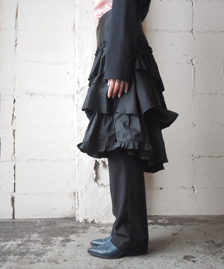 Satin Volume Tiered Skirt BK