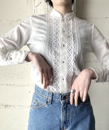Tyrolean Stand  Collar Blouse WH