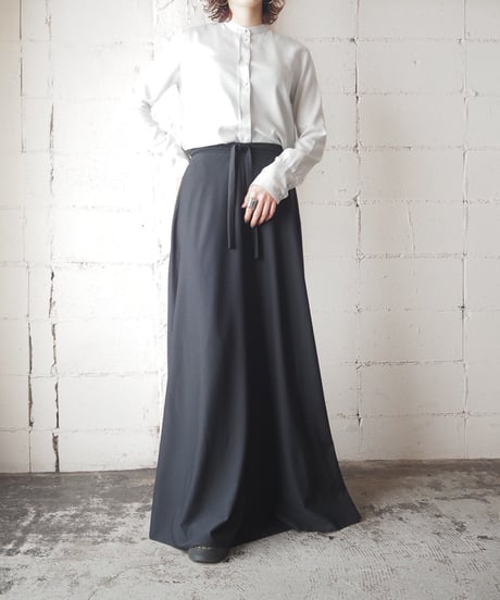 Band Collar Silk Shirt WH