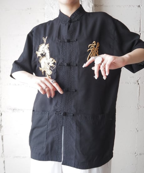 Dragon Embroidery Shirt Jacket BKGD