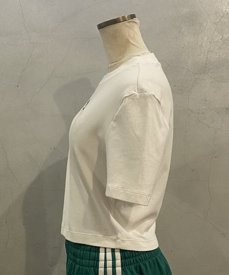 adidas Mock Neck Rib Cropped Tee WH