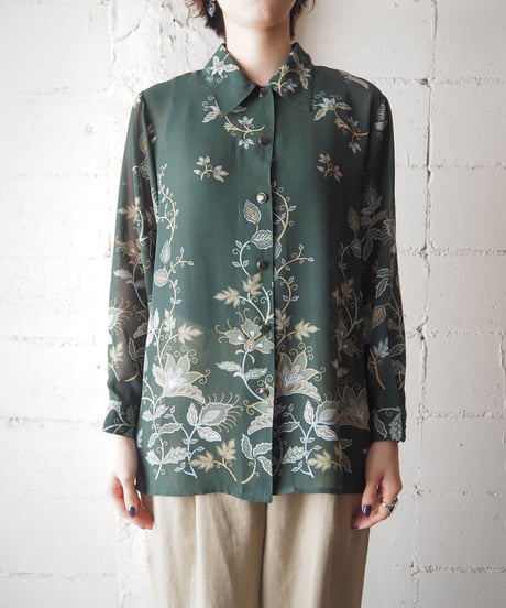 Botanical Pattern Sheer Shirt GN