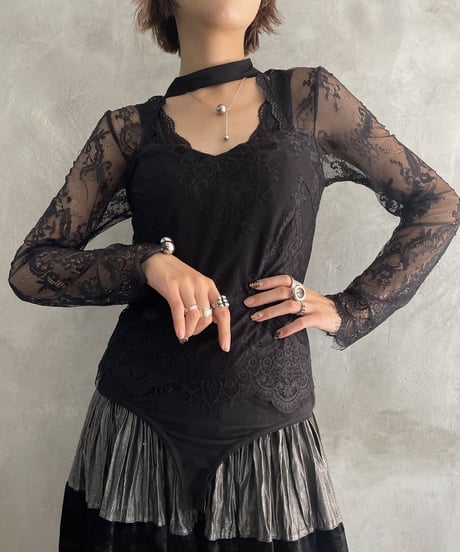 Lace Open Neck Body Suits BK
