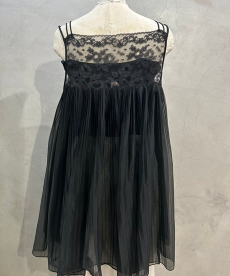 Lace × Pleats N/S Dress BK