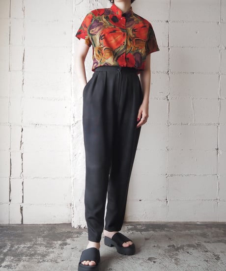 Flower Pattern Stand Collar Shirt REBE