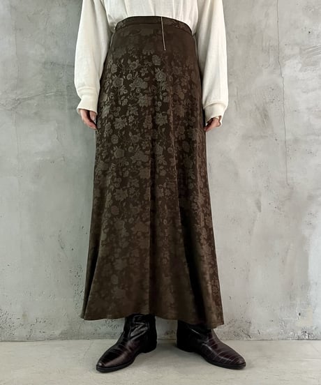 Flower Pattern Flared Skirt KABR