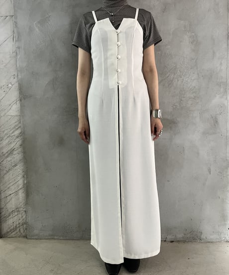 Front Button Slit Camisole Vest WH