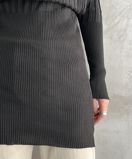 Dolman Sleeve Long Rib Knit BK