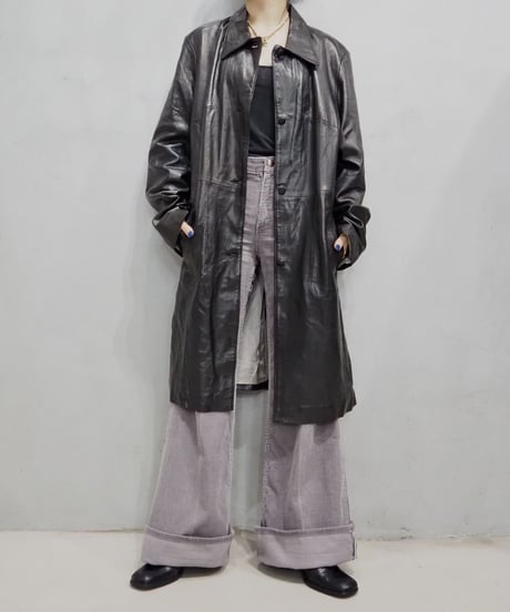 Leather Long Jacket BK