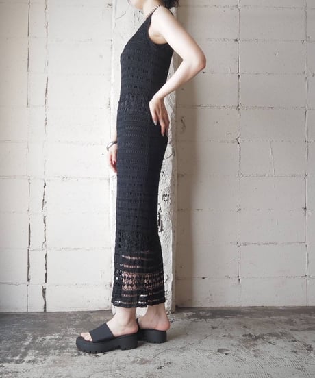 Sleeveless Crochet Tight Dress BK