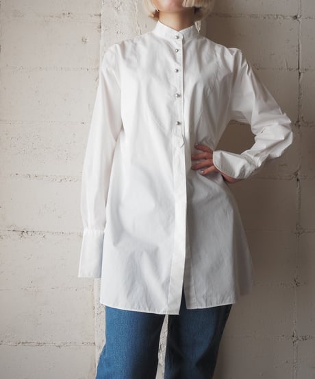 ANN TAYLOR Band Collar Shirt WH