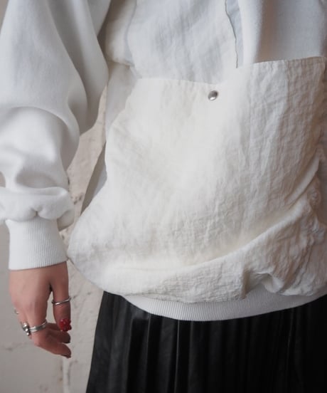 Zip Design Nylon Switching Sweat WH