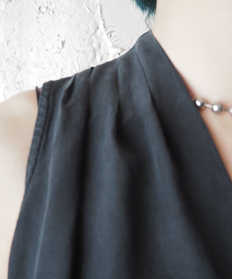 Sleeveless Shell Button Blouse BK