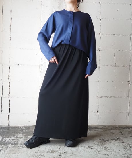 Collarless Silk L/S Shirt NV