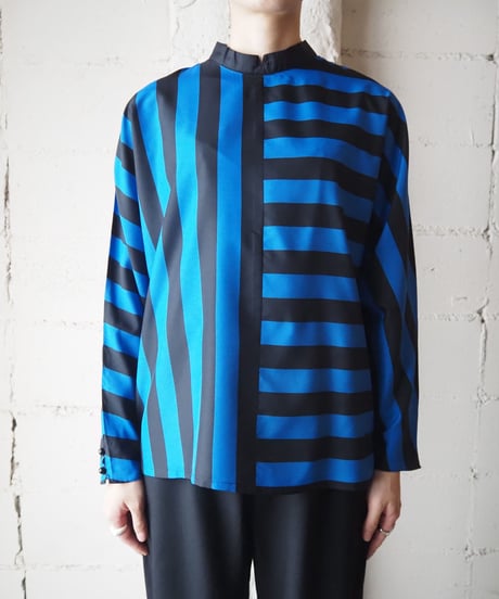 Stripe×Border Dolman Sleeve Blouse BKBL