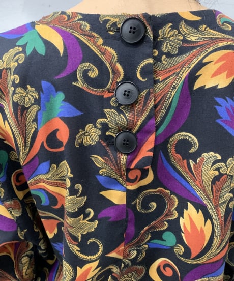 Collarless Pattern Dress BKOR