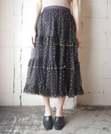 Small Pattern Lame × Seethough Skirt BKGD