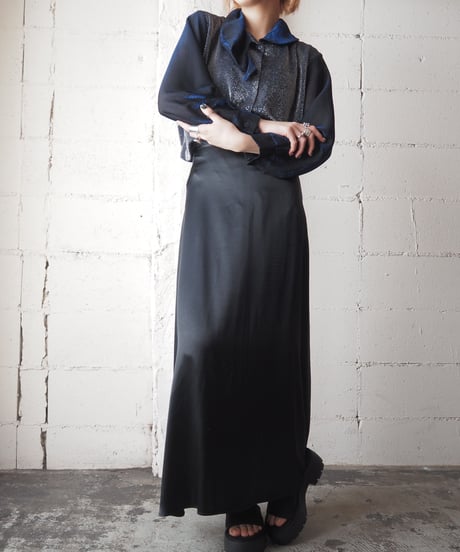 Sheer Sleeve Lame Mix Shirt SV NV
