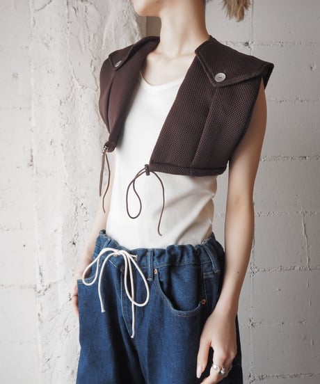 Drawstring Cropped Mesh Vest BR