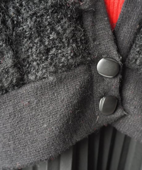 Loop Yarn Deep V Neck Cardigan BK
