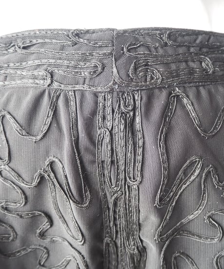 Tape Embroidery Straight Pants BK