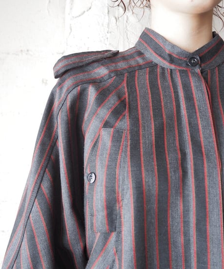 Epaulet Design Stripe Dress BKGRRE