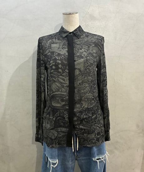 DIESEL Botanical Print Sheer Shirt BK