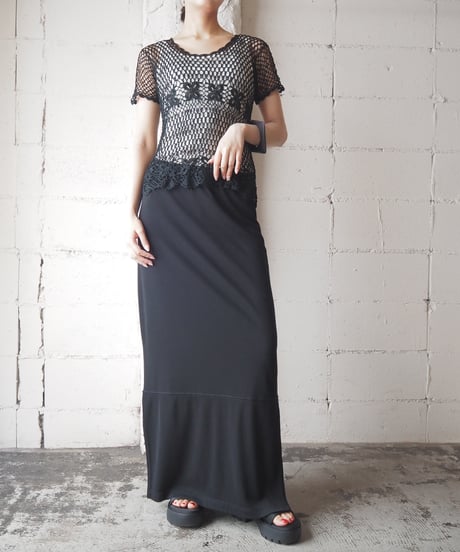 Crochet Short Sleeve Knit BK