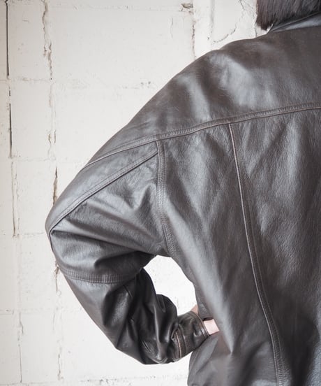 Stand Collar Fly Front Leather Jacket DBR