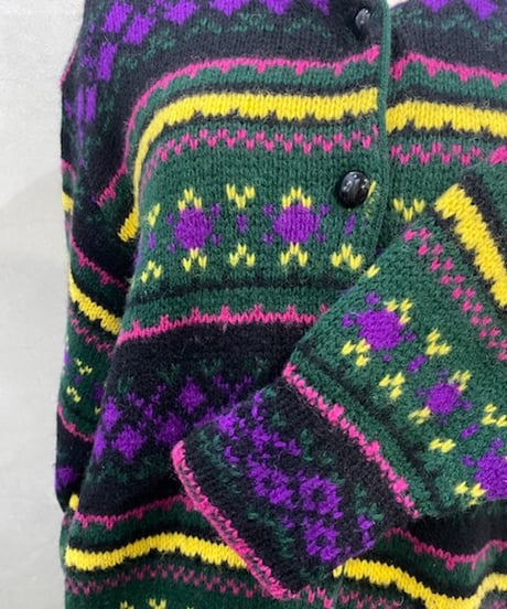 UNITED COLORS OF BENETTON Wool Pattern Cardigan BKGNPUR