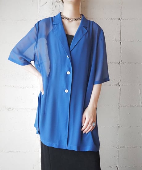 Open Collar Sheer Shirt BL