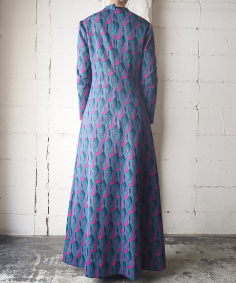 Stand Collar Jacqard Pattern Dress GNPI
