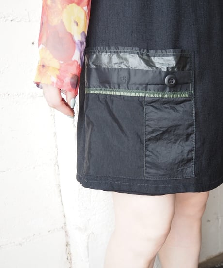 REMAKE Dutch Army Liner Pocket Skirt Shorts BK