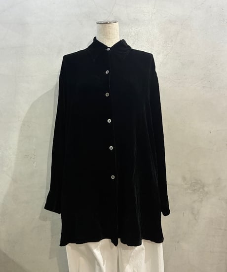 Shell Button Velour Shirt BK