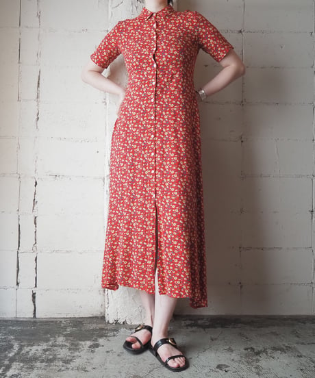 Flower Pattern S/S Shirt Dress RE
