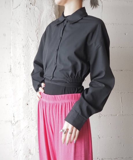 String Hem Short Shirt BK