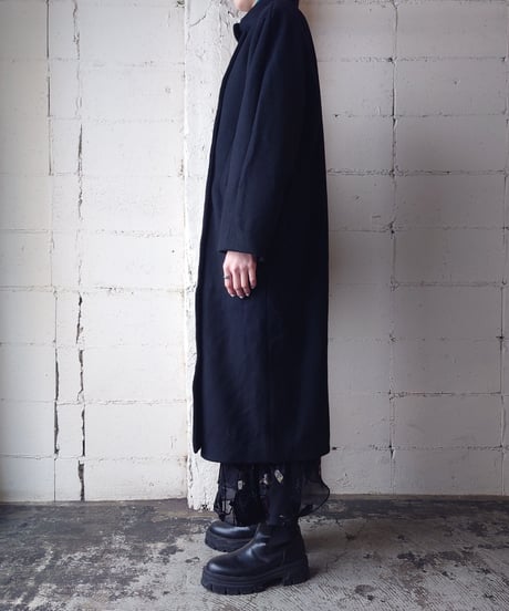 Double Breasted Design Wool Coat BK