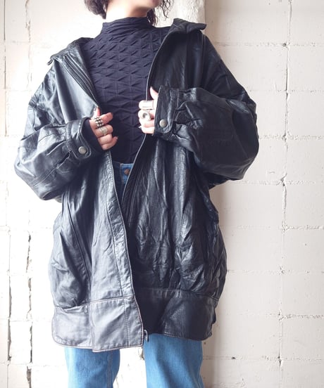 Stand Collar Leather Jacket BK