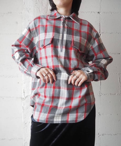 LAUREN Half Zip Flanel Shirt GRRE